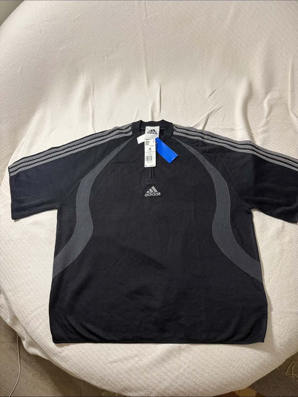 adidas Men’s Black Athletic Short-Sleeve Training Jersey with Gray Accents